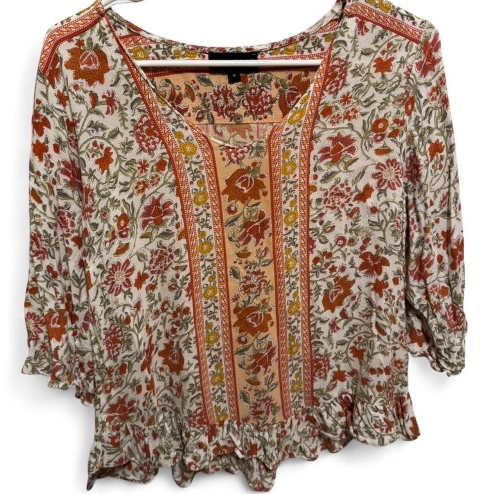 Cynthia Rowley Multicolor Floral Boho Blouse M